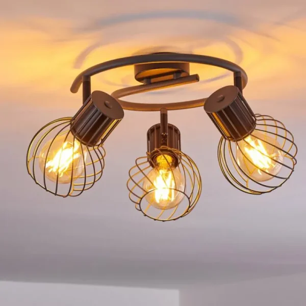 hofstein Plafonnier Kenia Gris, Noir, 3 lumières* Lampes Modernes