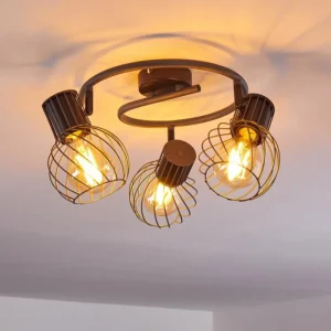hofstein Plafonnier Kenia Gris, Noir, 3 lumières* Lampes Modernes