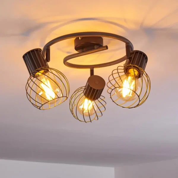 hofstein Plafonnier Kenia Gris, Noir, 3 lumières* Lampes Modernes