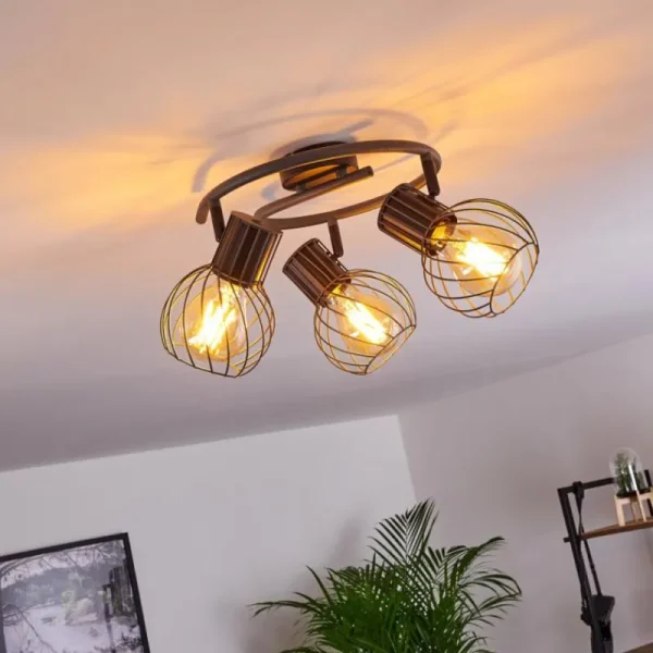 hofstein Plafonnier Kenia Gris, Noir, 3 lumières* Lampes Modernes