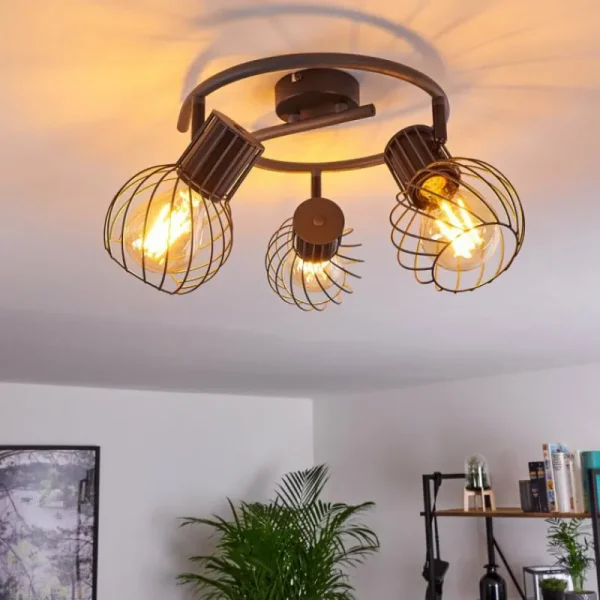 hofstein Plafonnier Kenia Gris, Noir, 3 lumières* Lampes Modernes