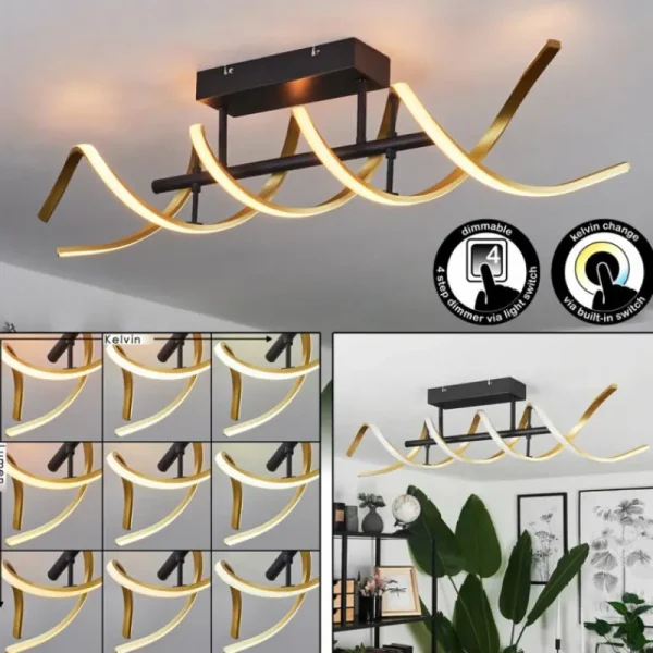 hofstein Plafonnier Khovet LED Noir, 1 lumière* Lampes Modernes