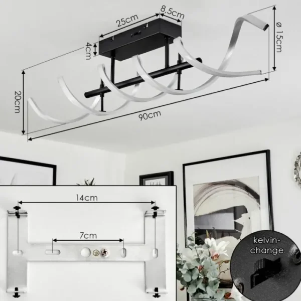 hofstein Plafonnier Khovet LED Noir, 1 lumière* Lampes Modernes