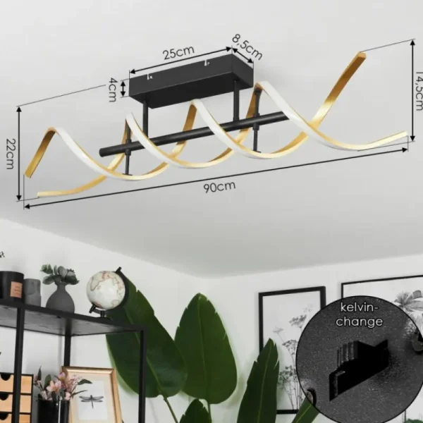 hofstein Plafonnier Khovet LED Noir, 1 lumière* Lampes Modernes
