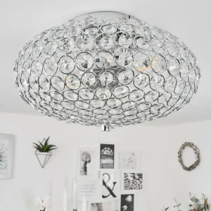 hofstein Plafonnier Klamila Chrome, 2 lumières* Lampes En Verre