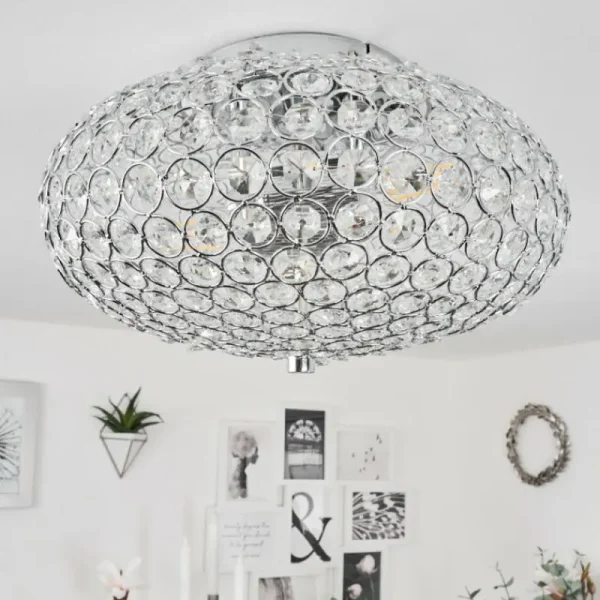 hofstein Plafonnier Klamila Chrome, 2 lumières* Lampes En Verre
