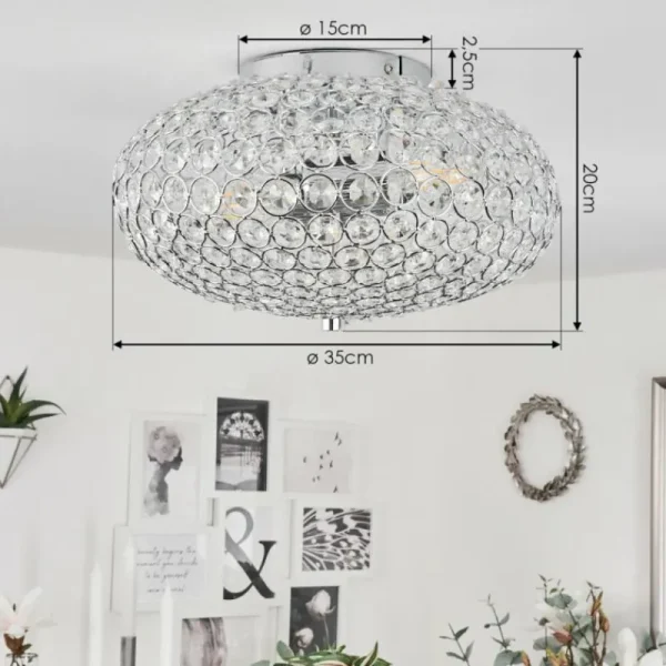 hofstein Plafonnier Klamila Chrome, 2 lumières* Lampes En Verre