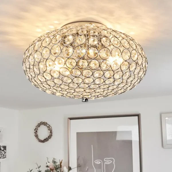 hofstein Plafonnier Klamila Chrome, 2 lumières* Lampes En Verre