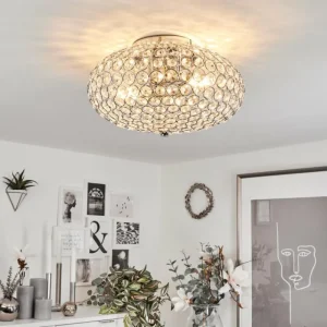 hofstein Plafonnier Klamila Chrome, 2 lumières* Lampes En Verre