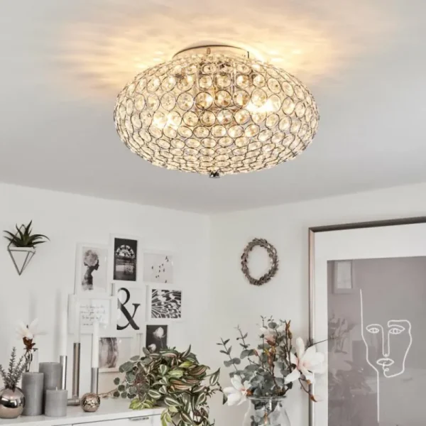 hofstein Plafonnier Klamila Chrome, 2 lumières* Lampes En Verre