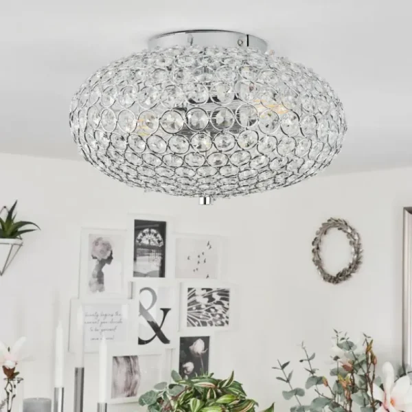 hofstein Plafonnier Klamila Chrome, 2 lumières* Lampes En Verre