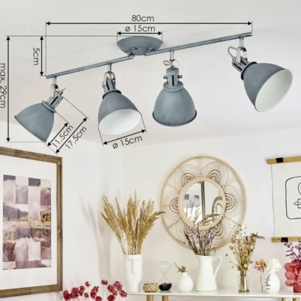 hofstein Plafonnier Koppom Bleu, Gris, 4 lumières* Lampes Modernes