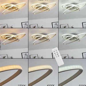 hofstein Plafonnier Krabi LED Nickel mat, 3 lumières, Télécommandes* Lampes Modernes