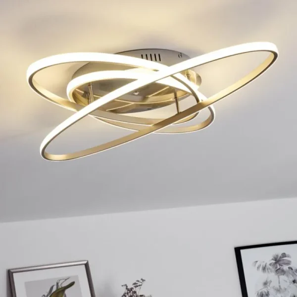 hofstein Plafonnier Krabi LED Nickel mat, 3 lumières, Télécommandes* Lampes Modernes