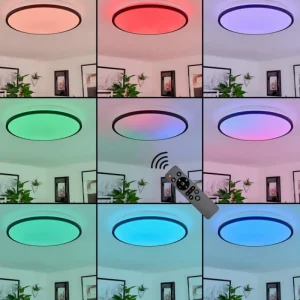 hofstein Plafonnier Kroch LED Blanc, 1 lumière, Télécommandes, Changeur de couleurs* Lampes Modernes