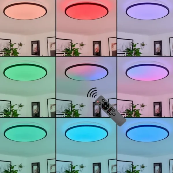hofstein Plafonnier Kroch LED Blanc, 1 lumière, Télécommandes, Changeur de couleurs* Lampes Modernes
