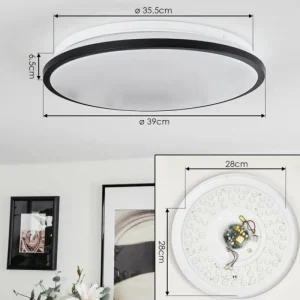 hofstein Plafonnier Kroch LED Blanc, 1 lumière, Télécommandes, Changeur de couleurs* Lampes Modernes