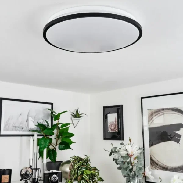 hofstein Plafonnier Kroch LED Blanc, 1 lumière, Télécommandes, Changeur de couleurs* Lampes Modernes