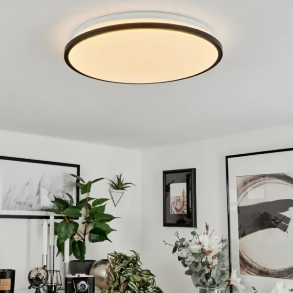 hofstein Plafonnier Kroch LED Blanc, 1 lumière, Télécommandes, Changeur de couleurs* Lampes Modernes