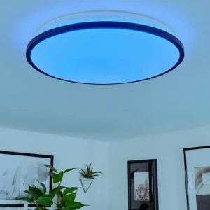 hofstein Plafonnier Kroch LED Blanc, 1 lumière, Télécommandes, Changeur de couleurs* Lampes Modernes