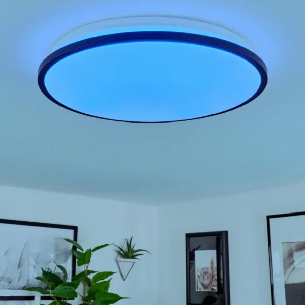 hofstein Plafonnier Kroch LED Blanc, 1 lumière, Télécommandes, Changeur de couleurs* Lampes Modernes
