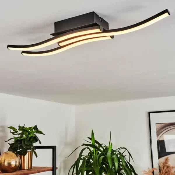 hofstein Plafonnier Kumahu LED Noir, 1 lumière* Lampes Modernes