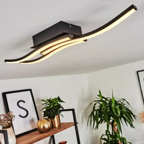 hofstein Plafonnier Kumahu LED Noir, 1 lumière* Lampes Modernes