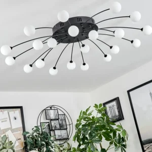 hofstein Plafonnier Lacosse LED Noir, 21 lumières* Lampes En Verre