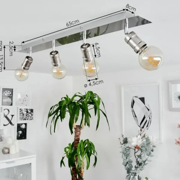 hofstein Plafonnier Lagunita Chrome, Nickel mat, 4 lumières* Lampes Modernes