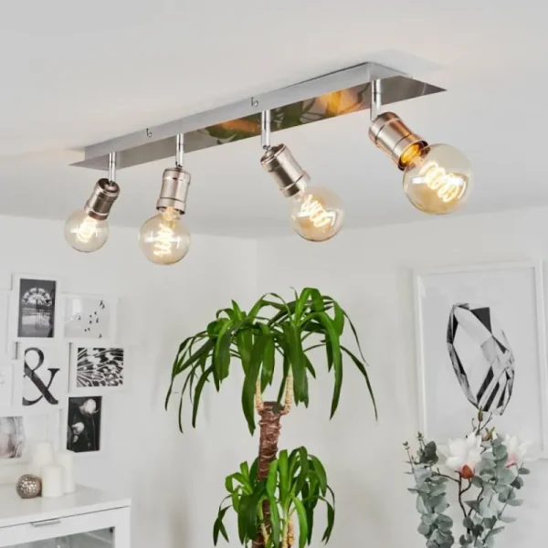 hofstein Plafonnier Lagunita Chrome, Nickel mat, 4 lumières* Lampes Modernes