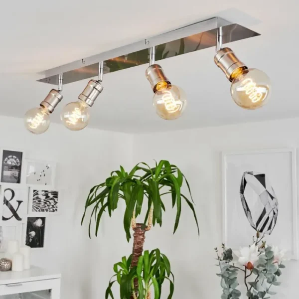 hofstein Plafonnier Lagunita Chrome, Nickel mat, 4 lumières* Lampes Modernes