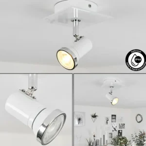 hofstein Plafonnier Lanrigan Chrome, Blanc, 1 lumière* Lampes En Verre