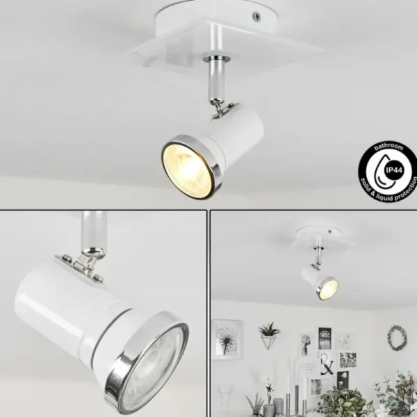 hofstein Plafonnier Lanrigan Chrome, Blanc, 1 lumière* Lampes En Verre
