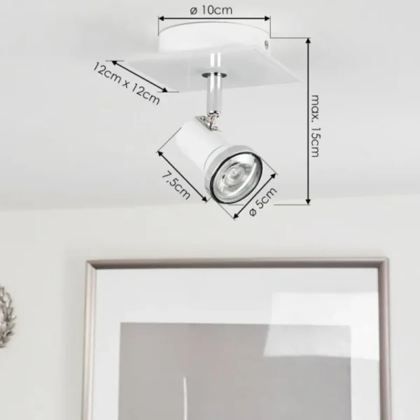hofstein Plafonnier Lanrigan Chrome, Blanc, 1 lumière* Lampes En Verre