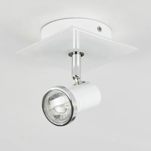 hofstein Plafonnier Lanrigan Chrome, Blanc, 1 lumière* Lampes En Verre