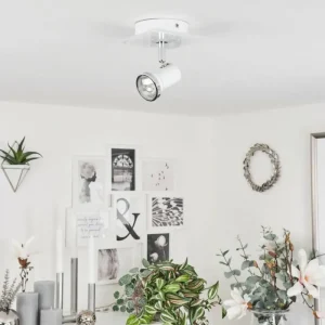 hofstein Plafonnier Lanrigan Chrome, Blanc, 1 lumière* Lampes En Verre