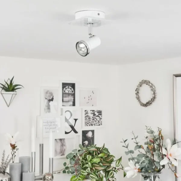 hofstein Plafonnier Lanrigan Chrome, Blanc, 1 lumière* Lampes En Verre