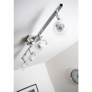 Luminaires Brilliant Plafonnier LED Brilliant Leuchten Chrome, Blanc, 4 lumières* Lampes En Verre