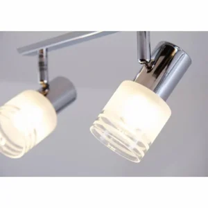 Luminaires Brilliant Plafonnier LED Brilliant Leuchten Chrome, Blanc, 4 lumières* Lampes En Verre