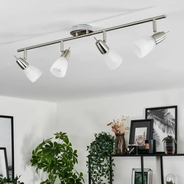 hofstein Plafonnier Lejsta Nickel mat, 4 lumières* Lampes En Verre