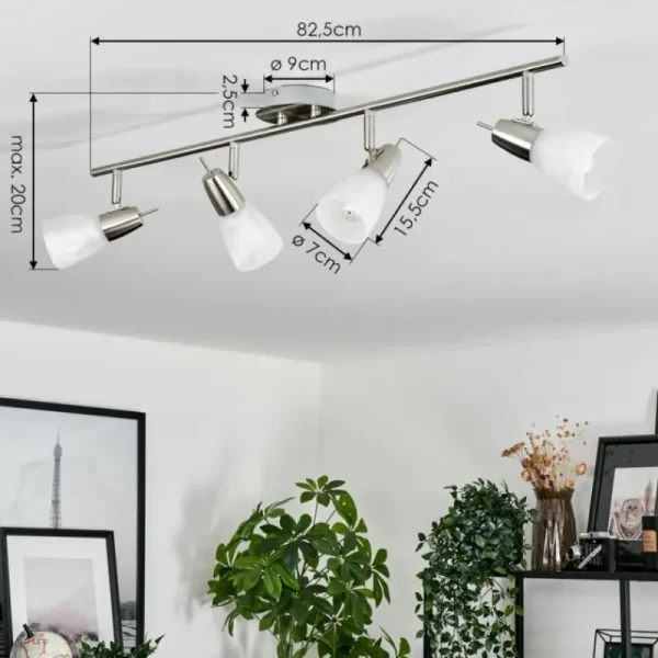 hofstein Plafonnier Lejsta Nickel mat, 4 lumières* Lampes En Verre