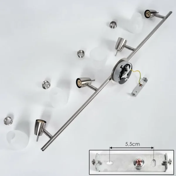 hofstein Plafonnier Lejsta Nickel mat, 4 lumières* Lampes En Verre