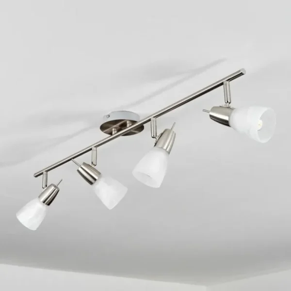 hofstein Plafonnier Lejsta Nickel mat, 4 lumières* Lampes En Verre