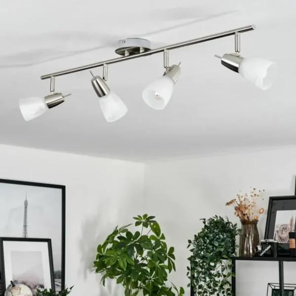 hofstein Plafonnier Lejsta Nickel mat, 4 lumières* Lampes En Verre