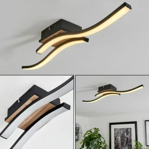 hofstein Plafonnier Letala LED Couleur bois, 2 lumières* Lampes Modernes