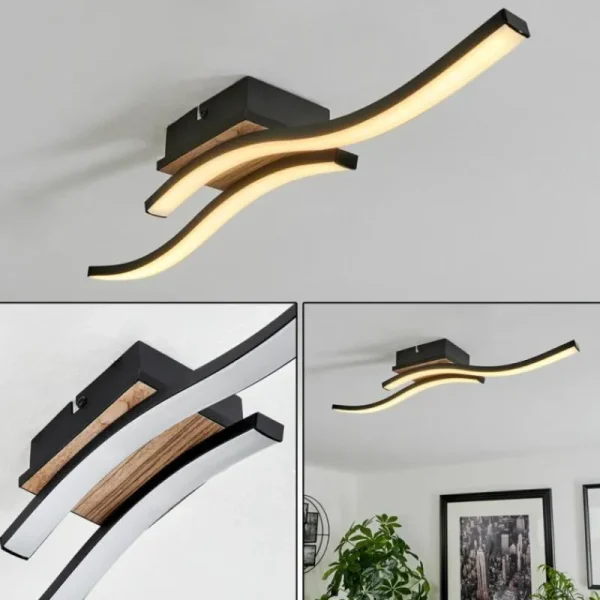 hofstein Plafonnier Letala LED Couleur bois, 2 lumières* Lampes Modernes