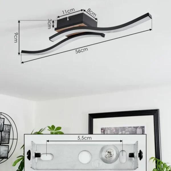 hofstein Plafonnier Letala LED Couleur bois, 2 lumières* Lampes Modernes