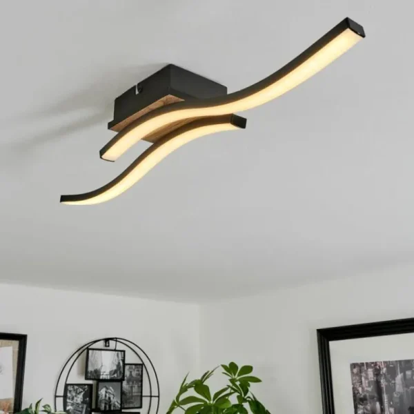 hofstein Plafonnier Letala LED Couleur bois, 2 lumières* Lampes Modernes
