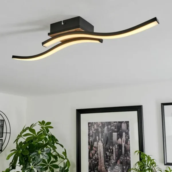 hofstein Plafonnier Letala LED Couleur bois, 2 lumières* Lampes Modernes