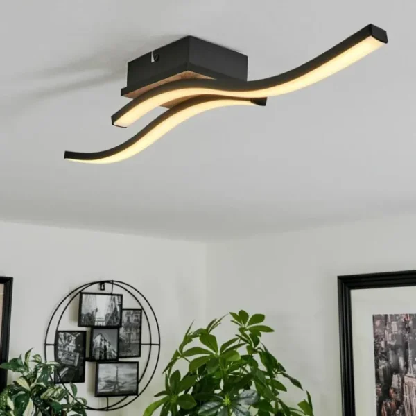 hofstein Plafonnier Letala LED Couleur bois, 2 lumières* Lampes Modernes